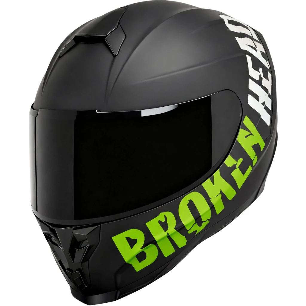 Broken Head BeProud Sport Grün Motorradhelm + Schwarzes Visier
