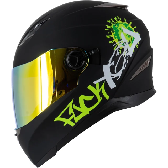 Motorradhelm Sting F.You Grün Sonnenblende + Grünes Visier